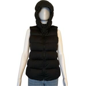 Uniqlo Black Down Puffer Vest With Removal Hood Size Small
